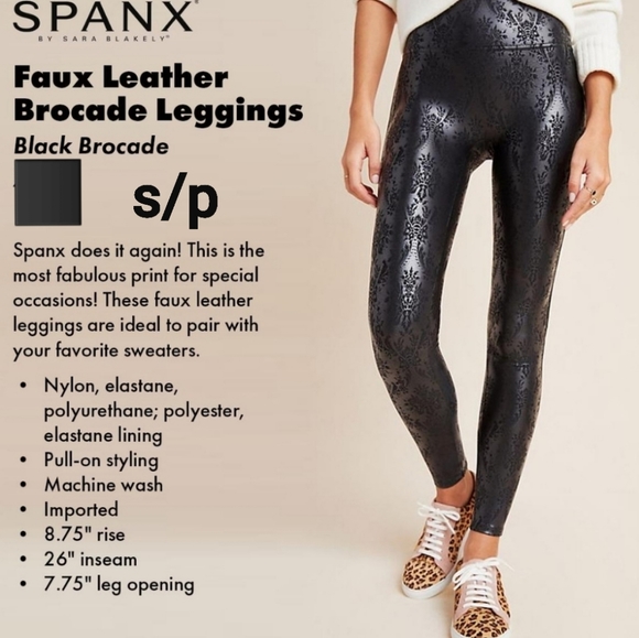 Spanxfaux Leather Brocade Leggings 